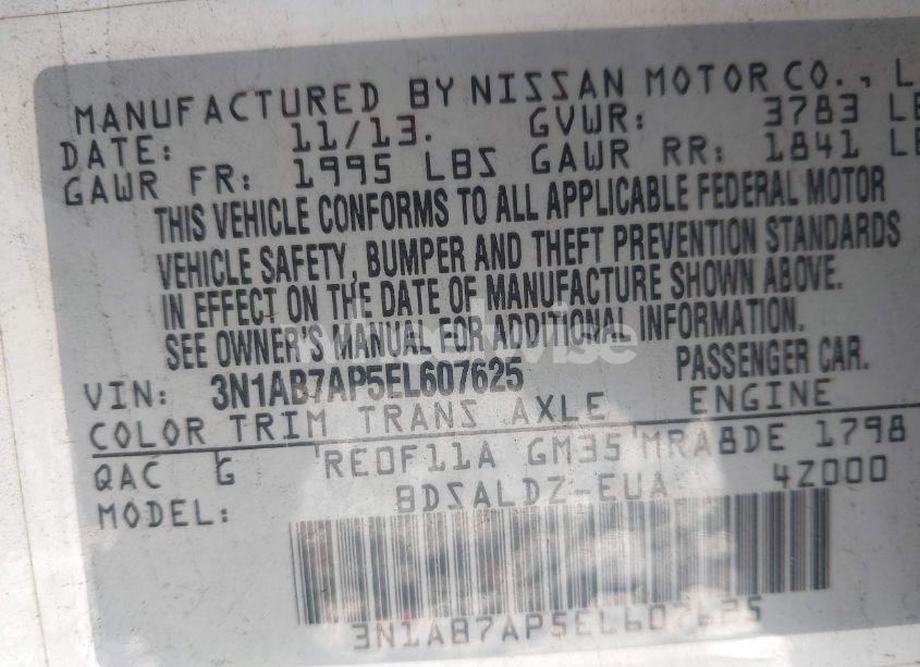 Photo 9 of 2014 Nissan Sentra FE+ S/FE+ SV/S/SL/SR/SV (VIN 3N1AB7AP5EL607625)