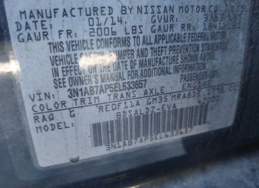 Photo 9 of 2014 Nissan Sentra SV (VIN 3N1AB7AP5EL633657)