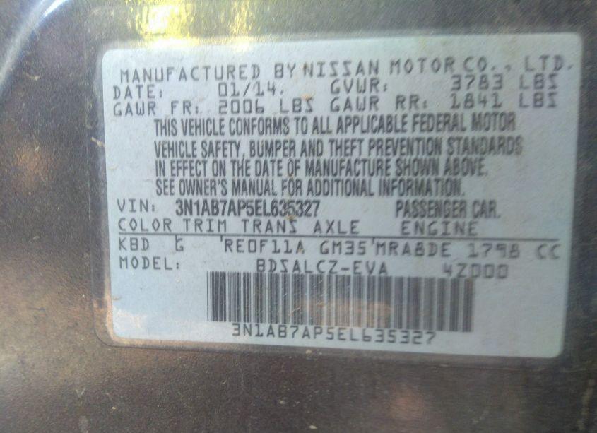 Photo 9 of 2014 Nissan Sentra S (VIN 3N1AB7AP5EL635327)