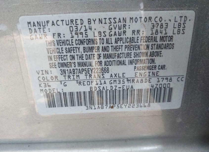 Photo 9 of 2014 Nissan Sentra SV (VIN 3N1AB7AP5EY223668)