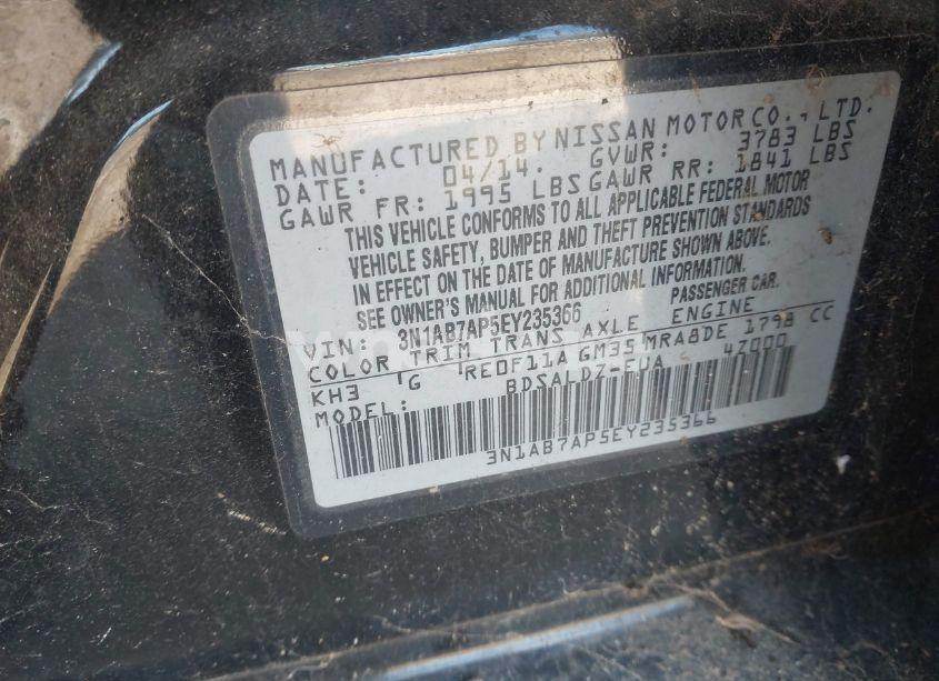 Photo 9 of 2014 Nissan Sentra (VIN 3N1AB7AP5EY235366)