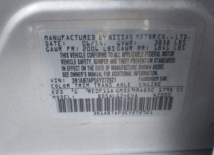 Photo 9 of 2014 Nissan Sentra SL (VIN 3N1AB7AP5EY272921)