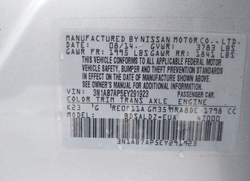 Photo 9 of 2014 Nissan Sentra SV (VIN 3N1AB7AP5EY291923)