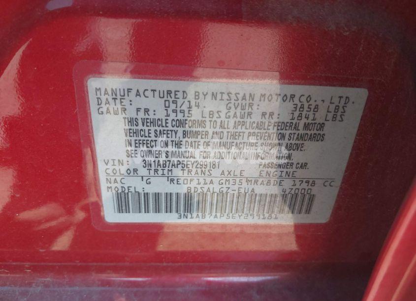 Photo 9 of 2014 Nissan Sentra SL (VIN 3N1AB7AP5EY299181)