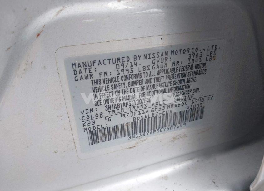 Photo 9 of 2014 Nissan Sentra SV (VIN 3N1AB7AP5EY307649)