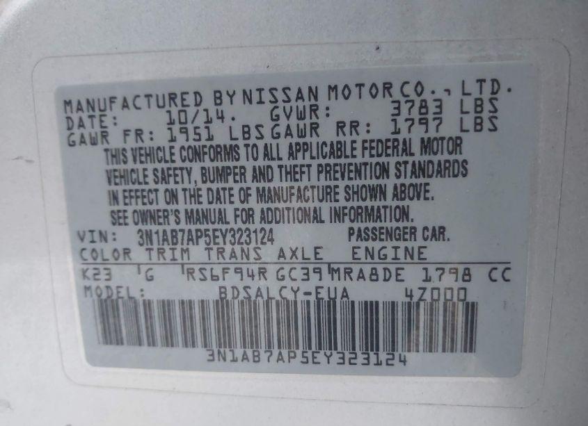 Photo 9 of 2014 Nissan Sentra S (VIN 3N1AB7AP5EY323124)