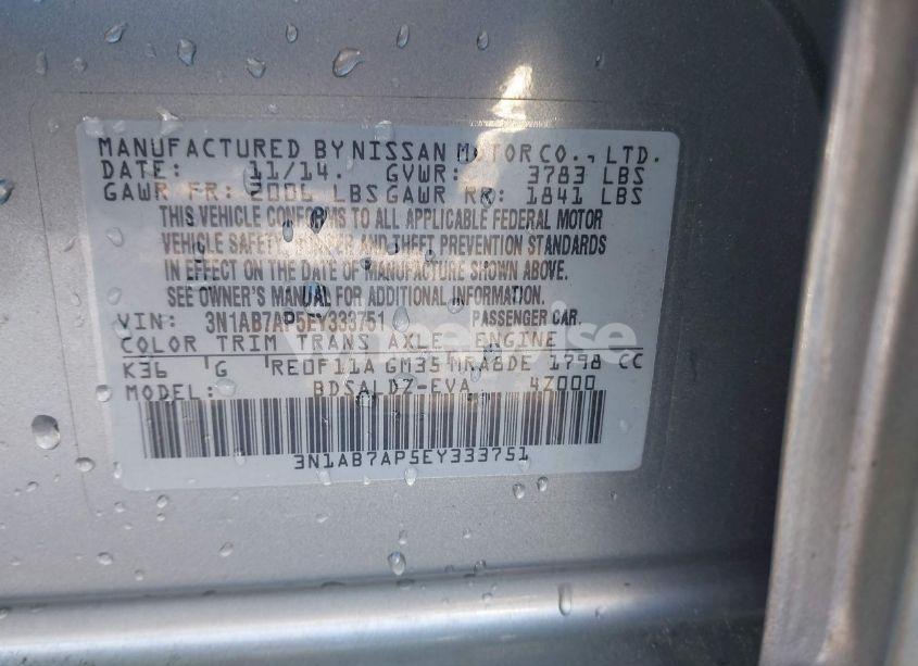 Photo 9 of 2014 Nissan Sentra SV (VIN 3N1AB7AP5EY333751)