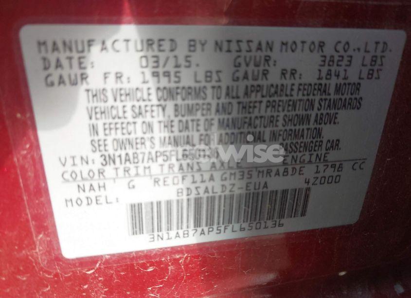 Photo 9 of 2015 Nissan Sentra SV (VIN 3N1AB7AP5FL650136)