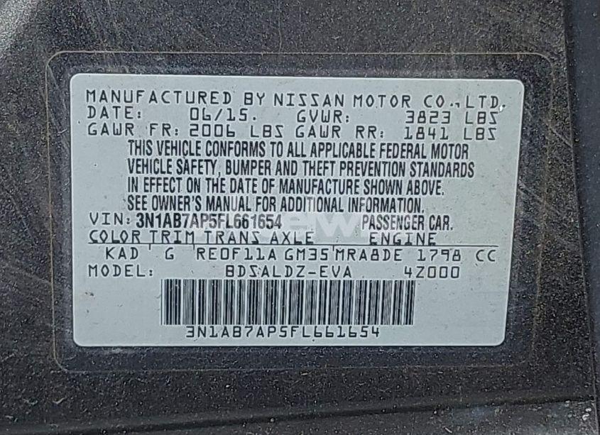 Photo 9 of 2015 Nissan Sentra FE+ S/S/SL/SR/SV (VIN 3N1AB7AP5FL661654)