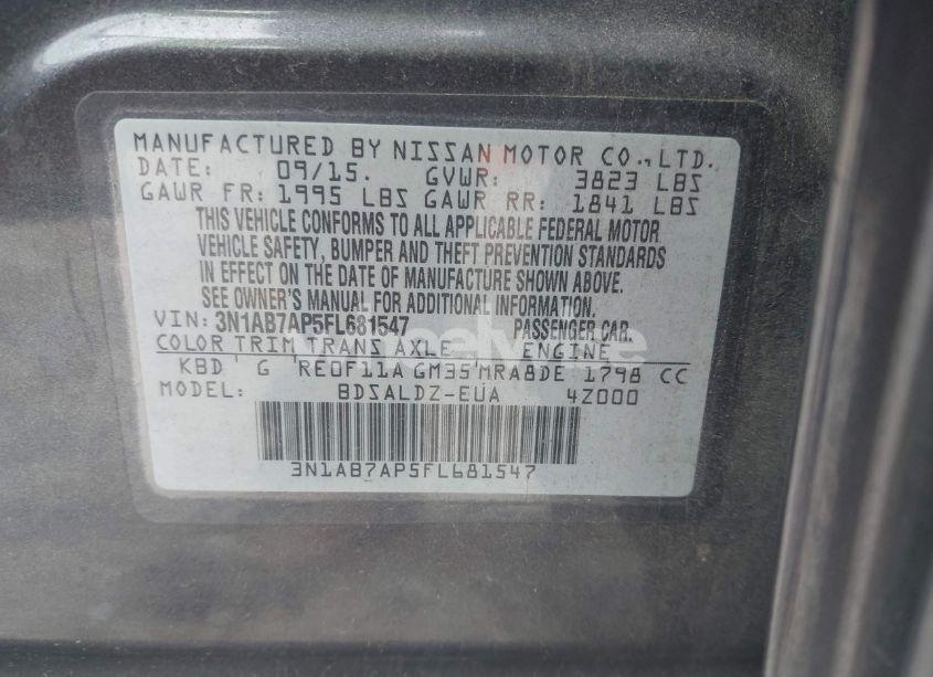 Photo 9 of 2015 Nissan Sentra SV (VIN 3N1AB7AP5FL681547)