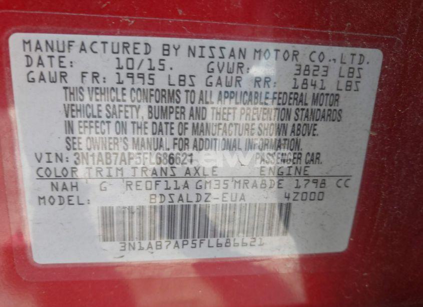 Photo 9 of 2015 Nissan Sentra SV (VIN 3N1AB7AP5FL686621)
