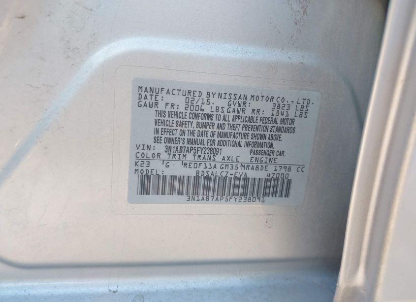 Photo 9 of 2015 Nissan Sentra S (VIN 3N1AB7AP5FY238091)
