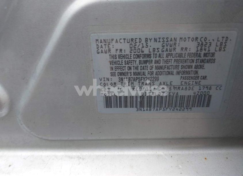 Photo 9 of 2015 Nissan Sentra SV (VIN 3N1AB7AP5FY242299)