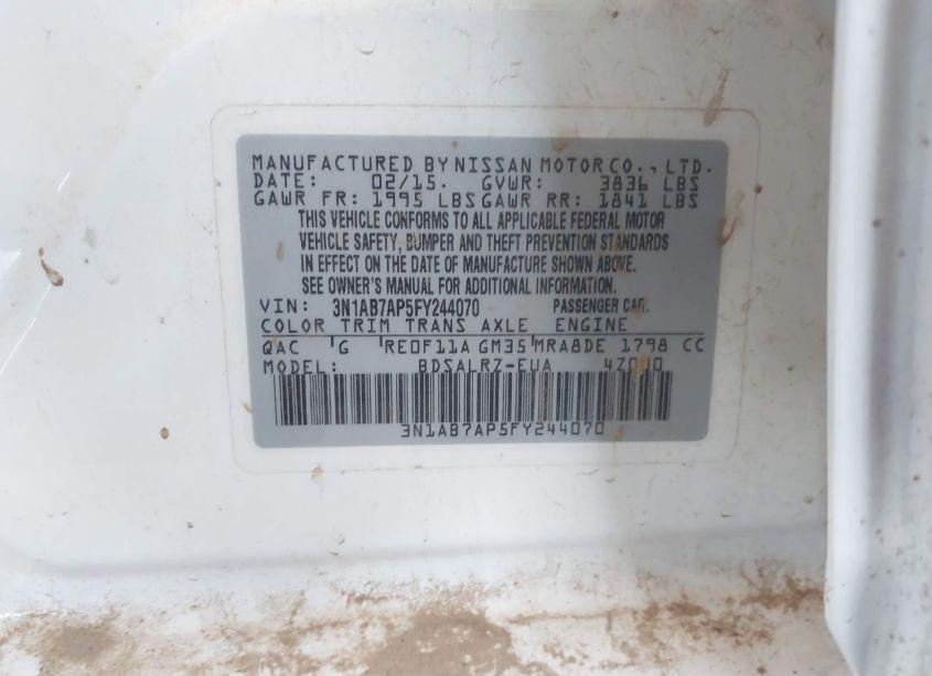 Photo 9 of 2015 Nissan Sentra SR (VIN 3N1AB7AP5FY244070)