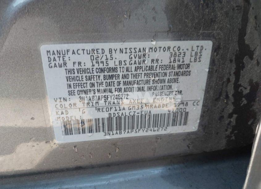 Photo 9 of 2015 Nissan Sentra S (VIN 3N1AB7AP5FY246272)