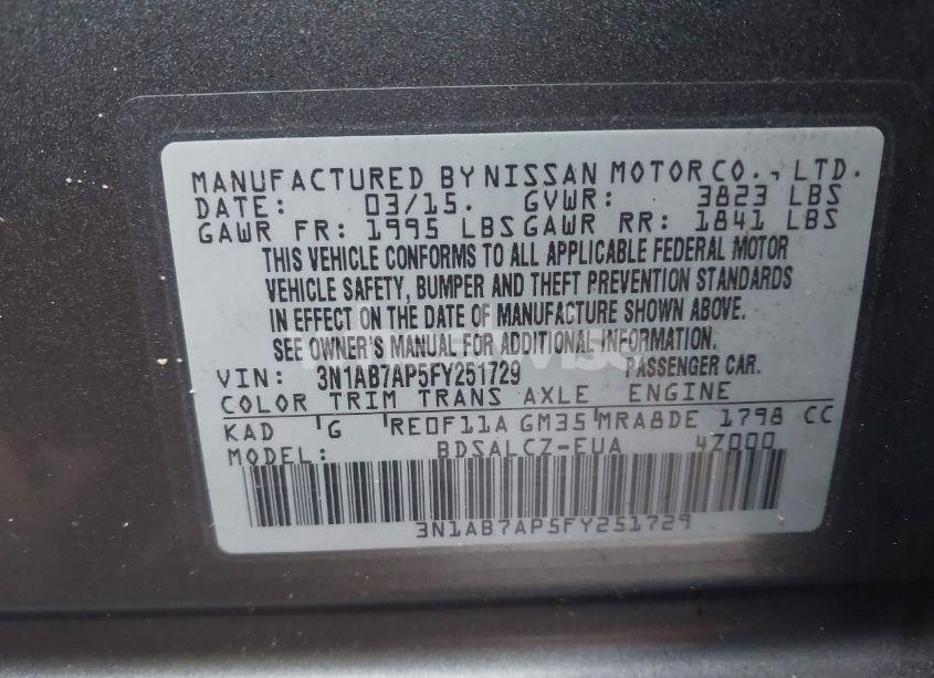 Photo 9 of 2015 Nissan Sentra S (VIN 3N1AB7AP5FY251729)