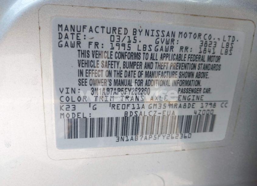 Photo 9 of 2015 Nissan Sentra S (VIN 3N1AB7AP5FY262360)