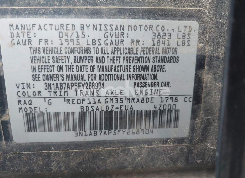 Photo 9 of 2015 Nissan Sentra SV (VIN 3N1AB7AP5FY268904)