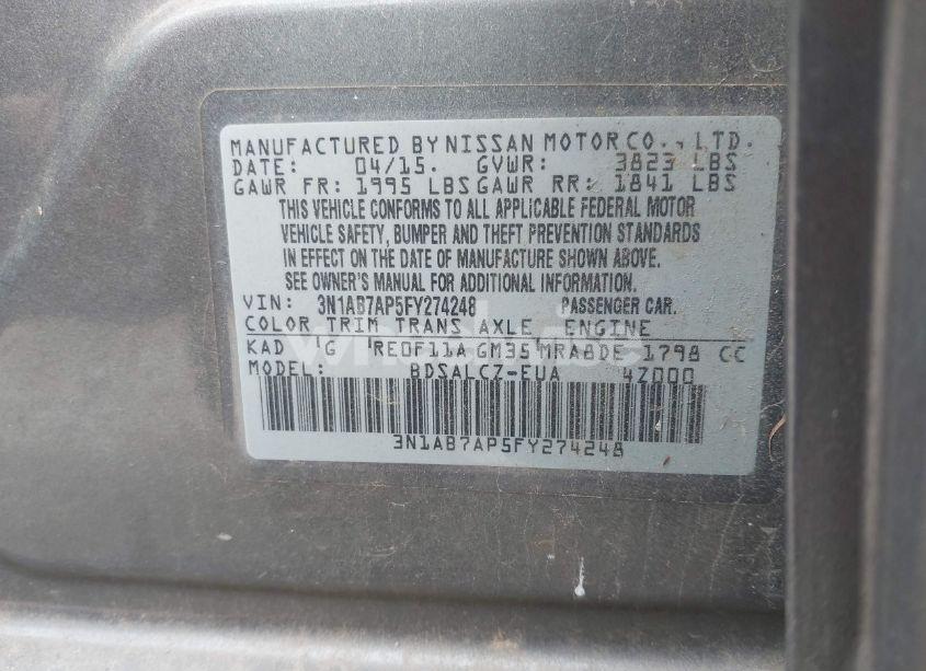Photo 9 of 2015 Nissan Sentra S (VIN 3N1AB7AP5FY274248)