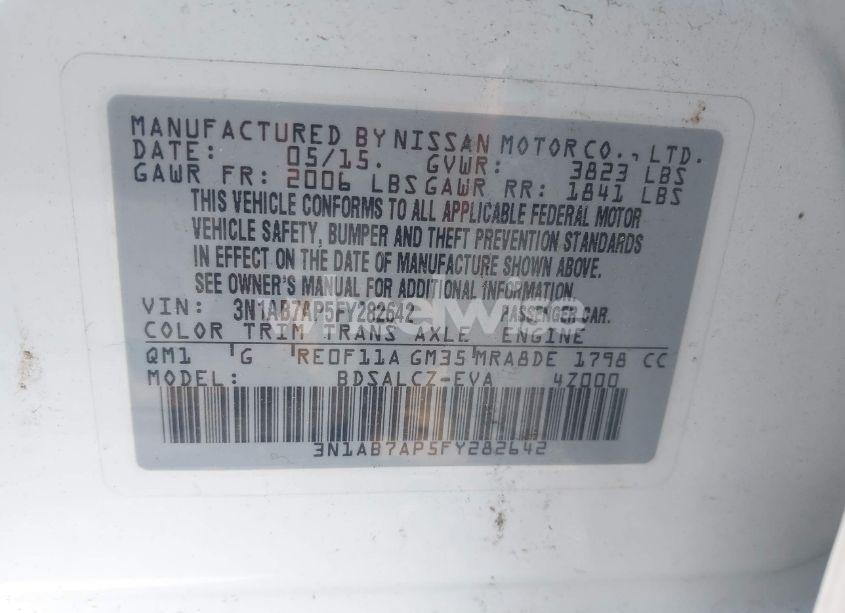 Photo 9 of 2015 Nissan Sentra S (VIN 3N1AB7AP5FY282642)