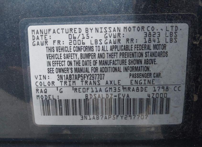 Photo 9 of 2015 Nissan Sentra SV (VIN 3N1AB7AP5FY297707)