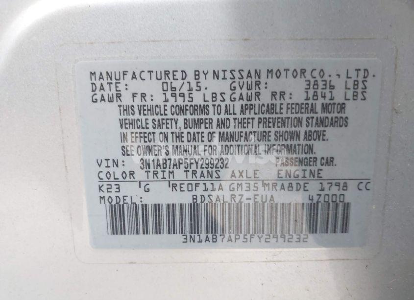 Photo 9 of 2015 Nissan Sentra SR (VIN 3N1AB7AP5FY299232)