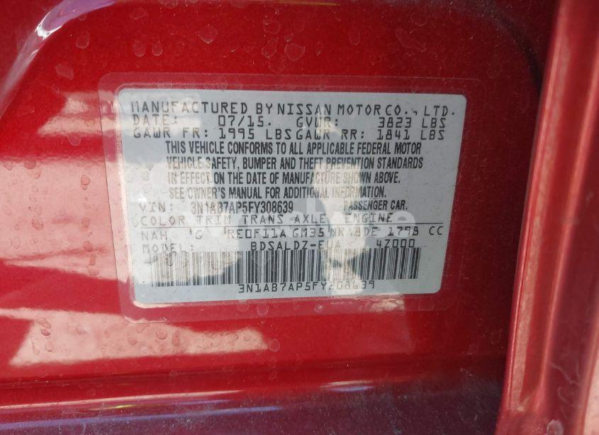 Photo 9 of 2015 Nissan Sentra SV (VIN 3N1AB7AP5FY308639)
