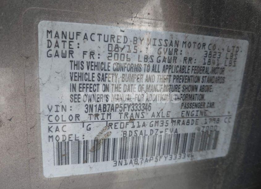 Photo 9 of 2015 Nissan Sentra SV (VIN 3N1AB7AP5FY333346)