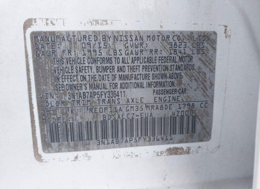 Photo 9 of 2015 Nissan Sentra S (VIN 3N1AB7AP5FY336411)