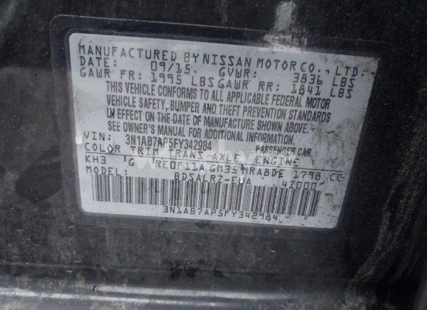 Photo 9 of 2015 Nissan Sentra FE+ S/S/SL/SR/SV (VIN 3N1AB7AP5FY342984)