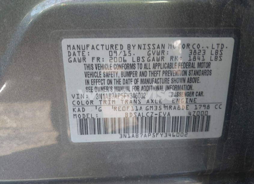 Photo 9 of 2015 Nissan Sentra S (VIN 3N1AB7AP5FY346002)