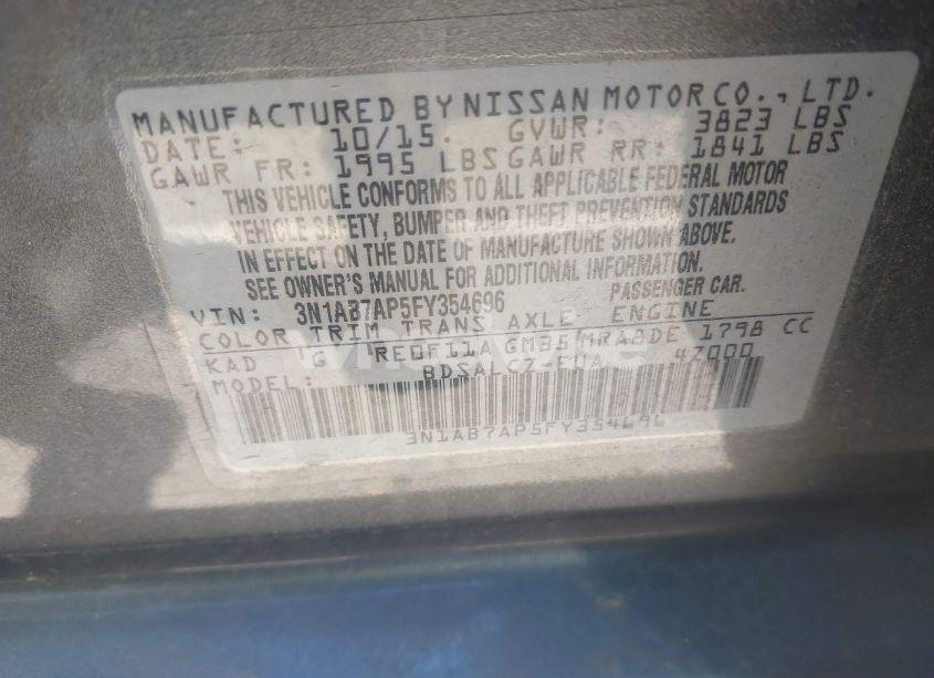 Photo 9 of 2015 Nissan Sentra S (VIN 3N1AB7AP5FY354696)