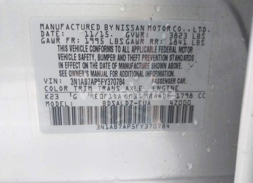 Photo 9 of 2015 Nissan Sentra SV (VIN 3N1AB7AP5FY370784)