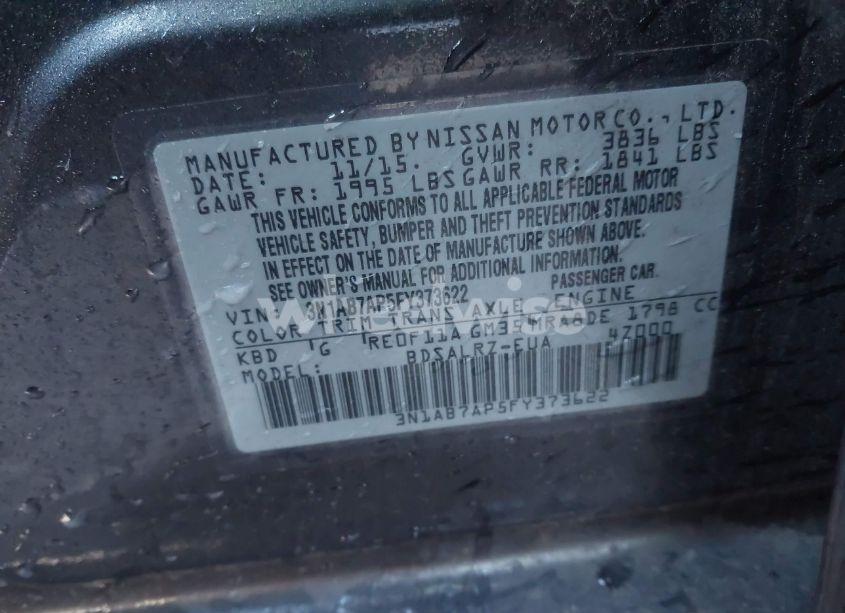 Photo 9 of 2015 Nissan Sentra SR (VIN 3N1AB7AP5FY373622)