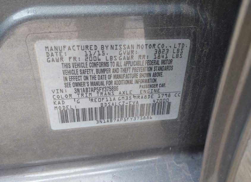 Photo 9 of 2015 Nissan Sentra S (VIN 3N1AB7AP5FY375886)