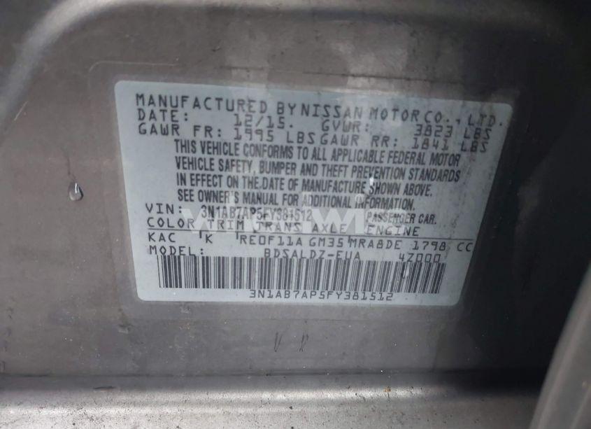 Photo 9 of 2015 Nissan Sentra SV (VIN 3N1AB7AP5FY381512)