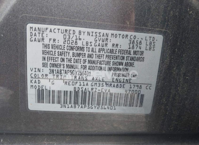 Photo 9 of 2016 Nissan Sentra SR (VIN 3N1AB7AP5GY256401)