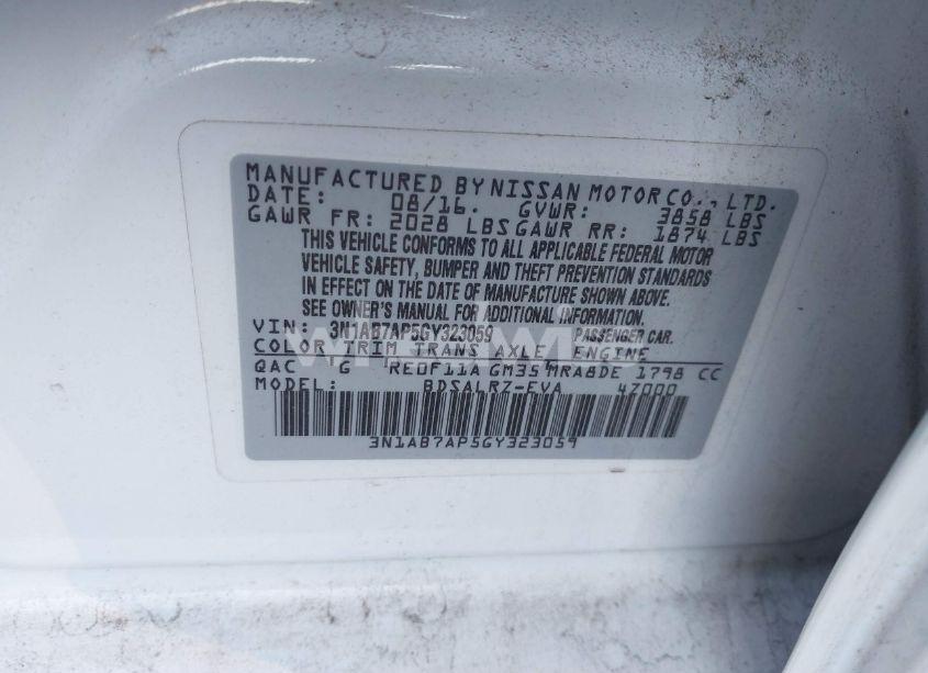 Photo 9 of 2016 Nissan Sentra SR (VIN 3N1AB7AP5GY323059)