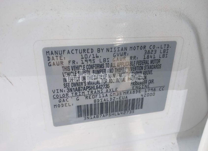 Photo 9 of 2017 Nissan Sentra SV (VIN 3N1AB7AP5HL642735)