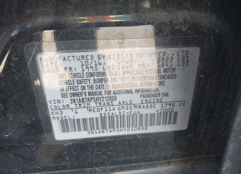 Photo 9 of 2017 Nissan Sentra SV (VIN 3N1AB7AP5HY210858)