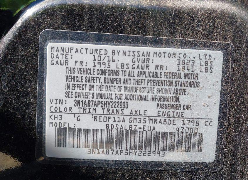 Photo 9 of 2017 Nissan Sentra S (VIN 3N1AB7AP5HY222993)