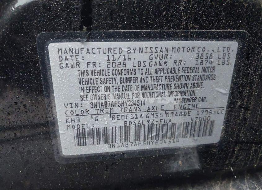 Photo 9 of 2017 Nissan Sentra SR (VIN 3N1AB7AP5HY234514)