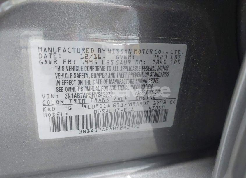 Photo 9 of 2017 Nissan Sentra SV (VIN 3N1AB7AP5HY243973)