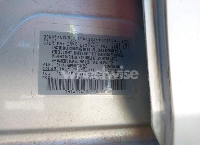 Photo 9 of 2017 Nissan Sentra S (VIN 3N1AB7AP5HY244556)