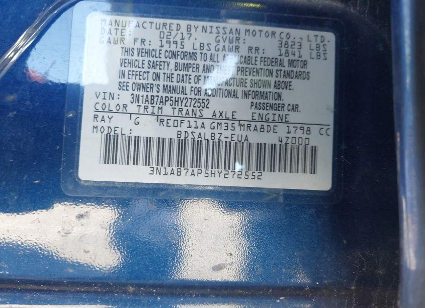 Photo 9 of 2017 Nissan Sentra S (VIN 3N1AB7AP5HY272552)