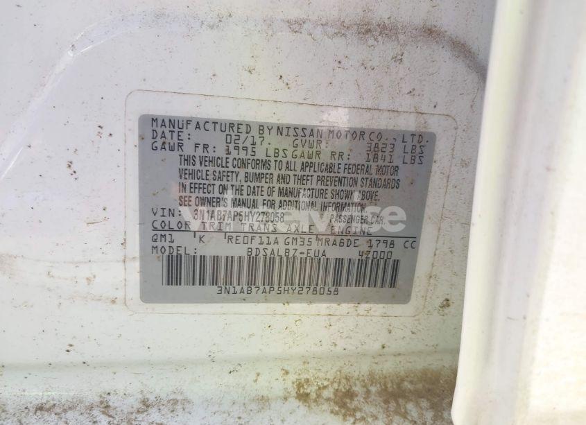 Photo 9 of 2017 Nissan Sentra S (VIN 3N1AB7AP5HY278058)