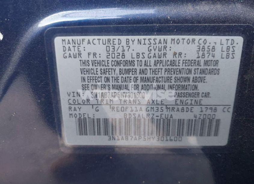 Photo 9 of 2017 Nissan Sentra SR (VIN 3N1AB7AP5HY301600)