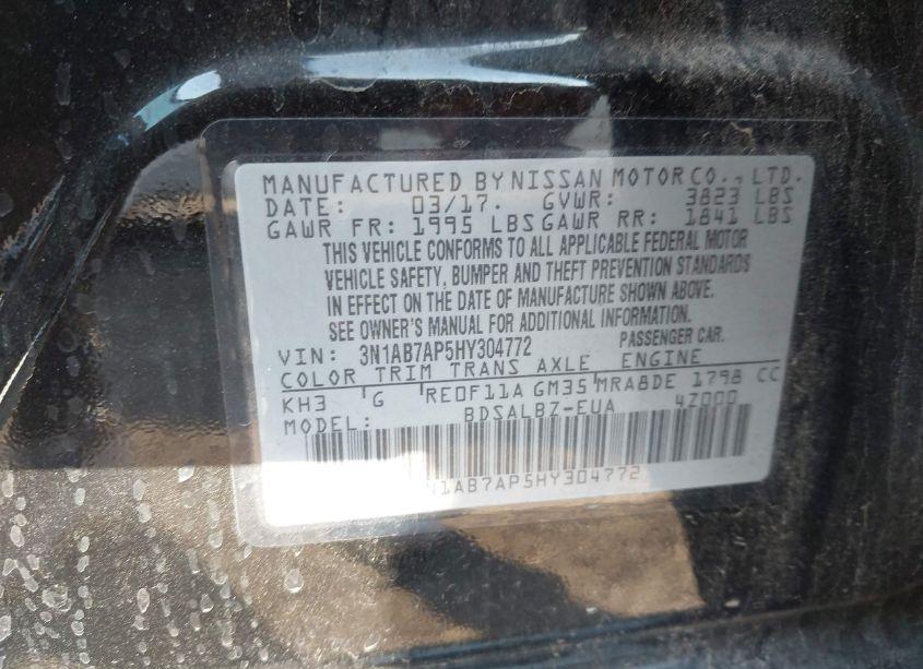 Photo 9 of 2017 Nissan Sentra S (VIN 3N1AB7AP5HY304772)