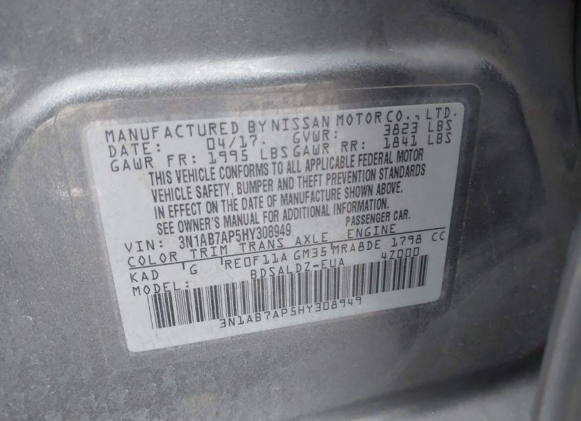 Photo 9 of 2017 Nissan Sentra SV (VIN 3N1AB7AP5HY308949)