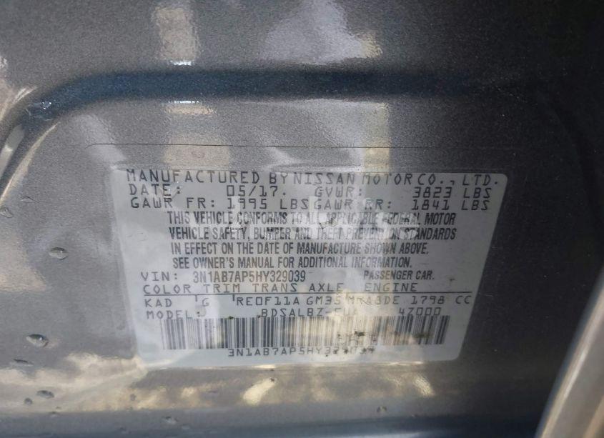 Photo 9 of 2017 Nissan Sentra S (VIN 3N1AB7AP5HY329039)